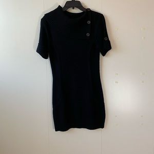 Dress - Black knit mini sweater dress